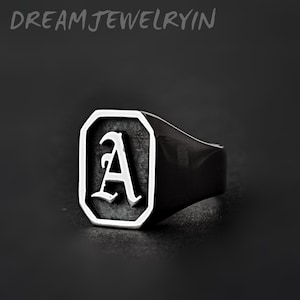Anillo de letras, Anillo grueso, Anillo del alfabeto, Anillo de letras personalizado, Anillo inicial personalizado, Anillo inicial de declaración, Regalo para él ella, Anillo pesado