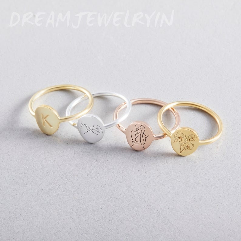 Personalized Pinky Promise Ring Custom Dainty Ring Everyday Etsy