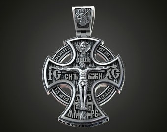 Orthodox cross saints cherubs Pendant, silver cross pendant, cross  pendant, Unique pendant, cross pendant, Christmas gift