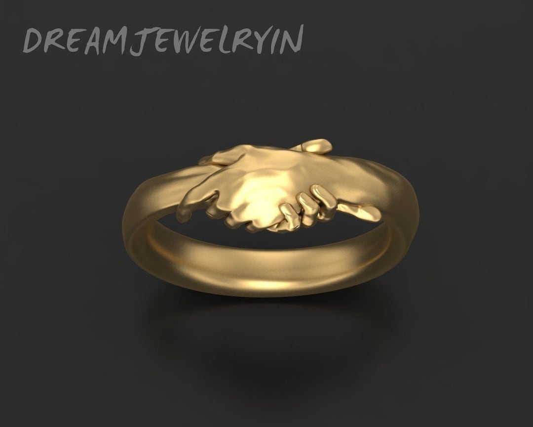Handshake 925 Sterling Silver, Handmade Ring, Pinky Ring, Shaking Hands