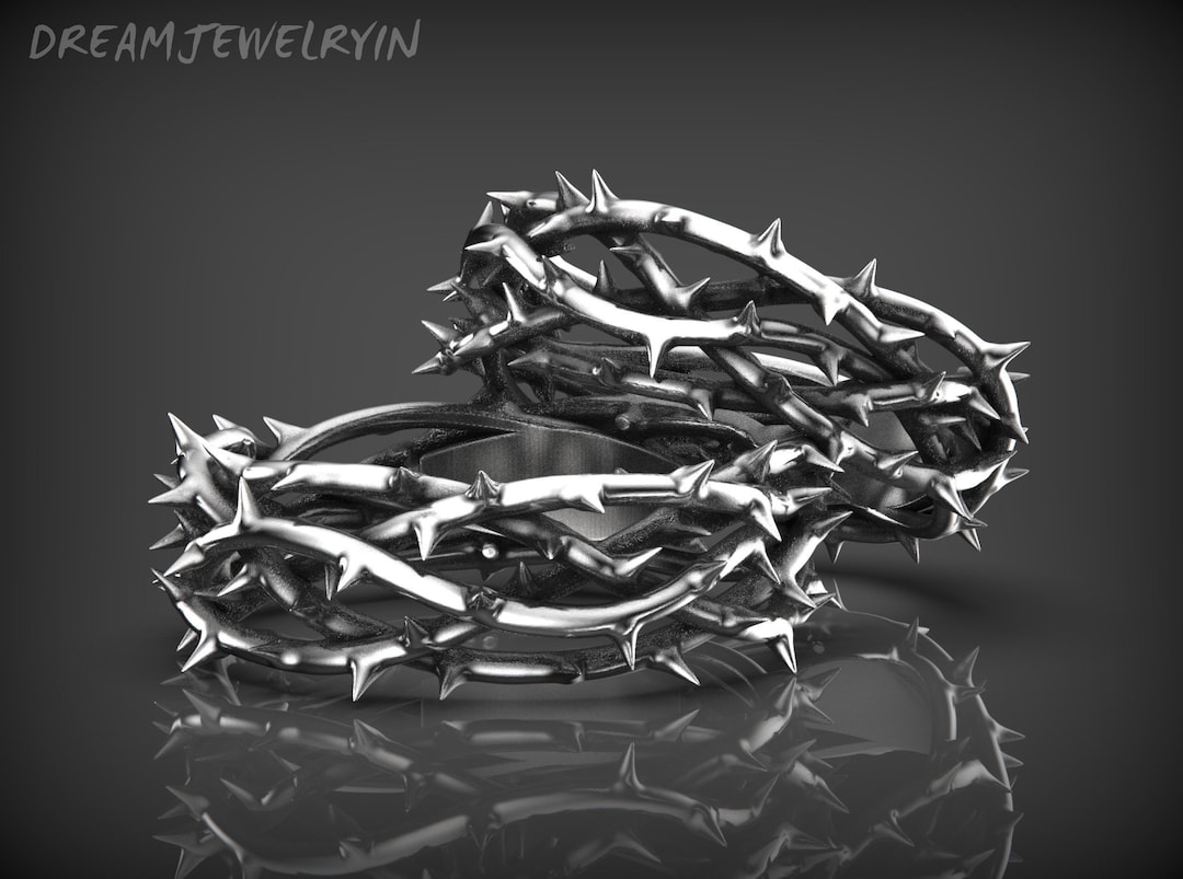 Sterling Silver Crown of Thorns Ring Jesus of Nazareth Band