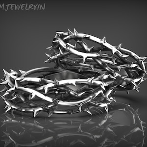 Crown of Jesus ring, Crown of thorns silver ring, Jesus the Nazarene king of the Jews initials 925 sterling silver band ring, Jesus crown