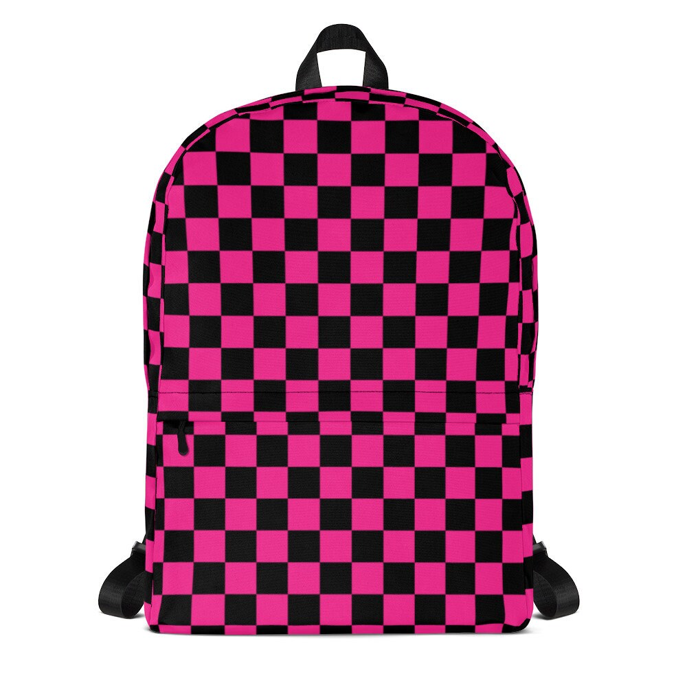 pink checkerboard backpack