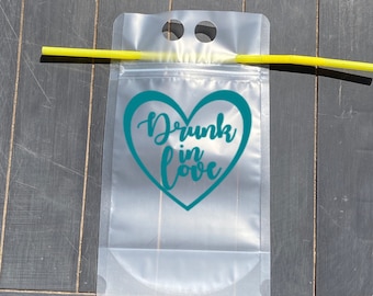 Drunk in Love Bachelorette Party Reusable Drink Pouch | Bachelorette Gifts | Party Favor