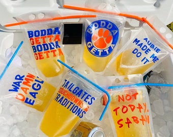Reusable Auburn Tigers Adult Drink Pouch Set