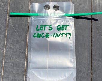 Let's Get Coco-Nutty Bachelorette Party Reusable Drink Pouch | Bachelorette Gifts | Party Favor
