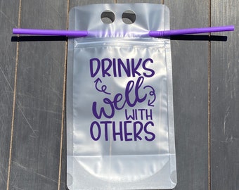 Drinks Well with Others Bachelorette Party Reusable Drink Pouch | Bachelorette Gifts | Party Favor