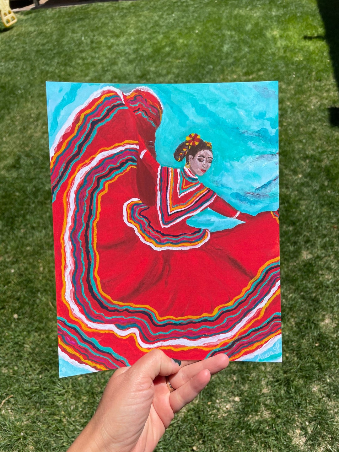 PRINT Ballet Folklorico Dancer, Full Red Dress - Etsy