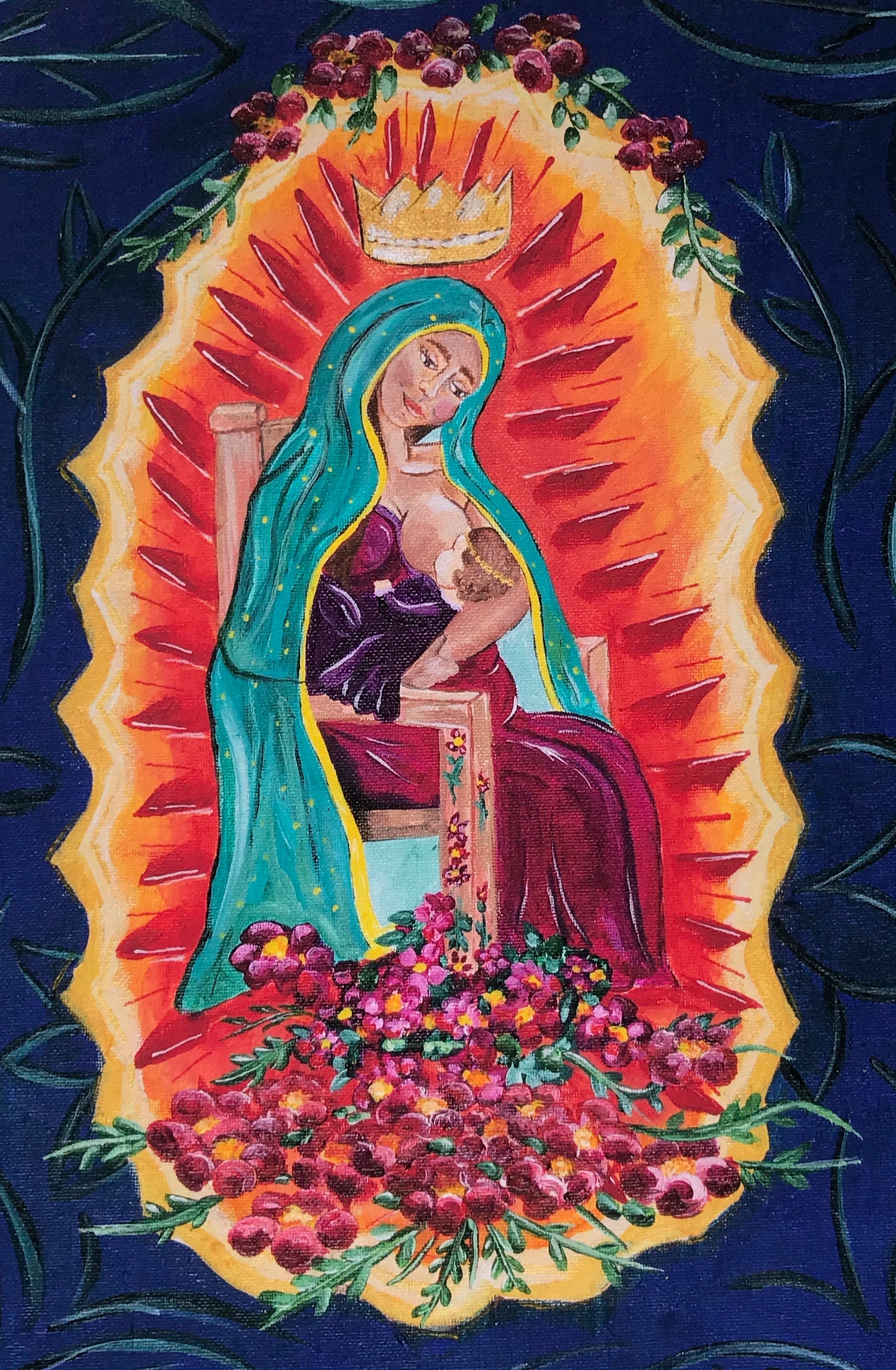 アトリエGG mary baby 8x10 PRINT Breastfeeding Virgen De Guadalupe. Virgin Mary and Baby