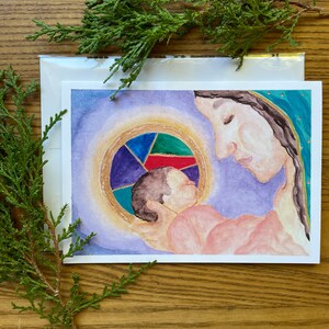 クリスマスカード 母と子