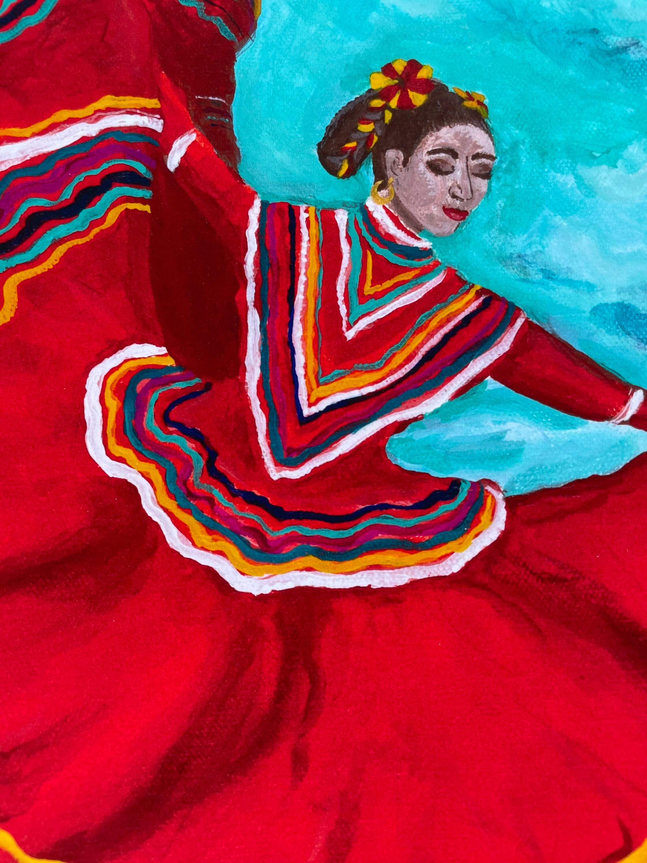 PRINT Ballet Folklorico Dancer, Full Red Dress - Etsy