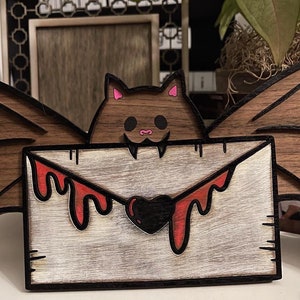 I’m batty for you wooden messenger bat decor! Can also be engraved on the envelop to make it super special for someone!