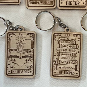 You choose wooden tarot bookish booktok keychains There are a ton of options to choose from You can personalize the back image 6