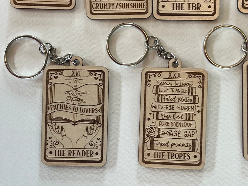 You choose wooden tarot bookish booktok keychains There are a ton of options to choose from You can personalize the back image 6