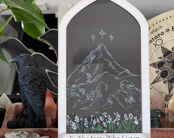 To the stars who listen wooden candle holder/ display
