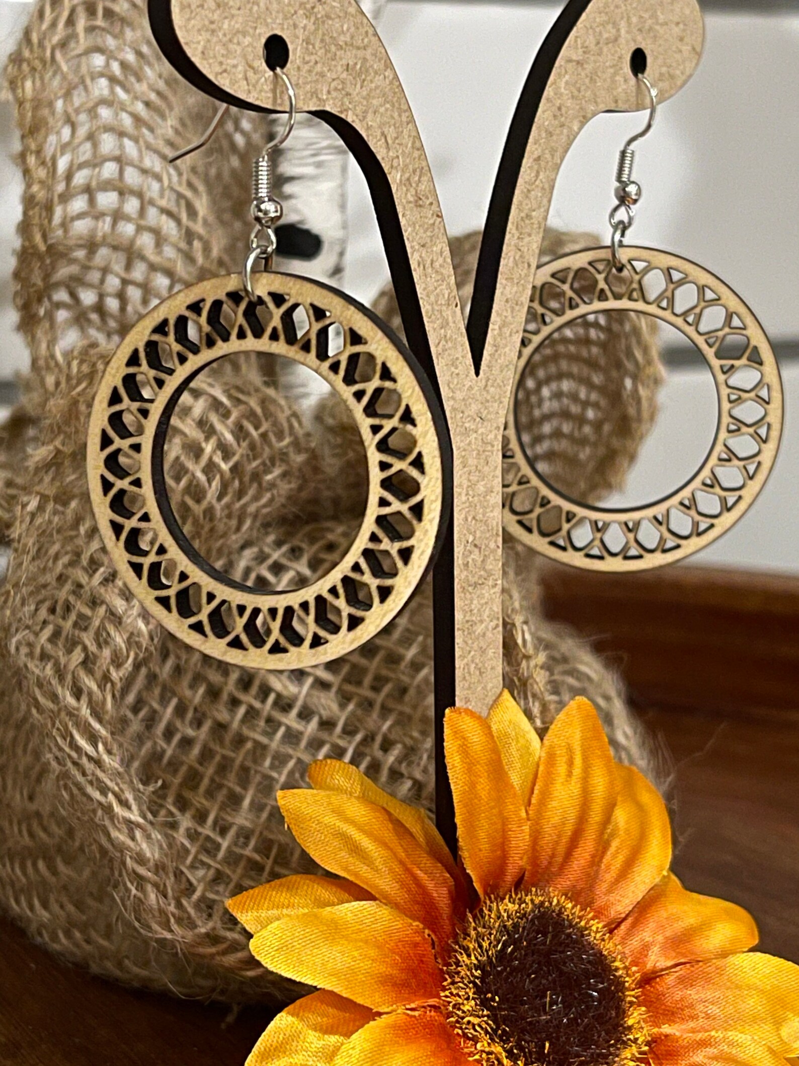 Basswood Laser Cut Earrings Etsy