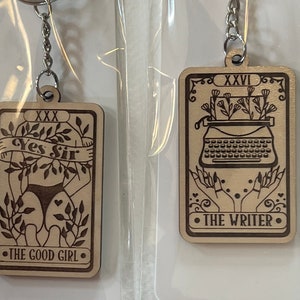 You choose wooden tarot bookish booktok keychains There are a ton of options to choose from You can personalize the back image 10
