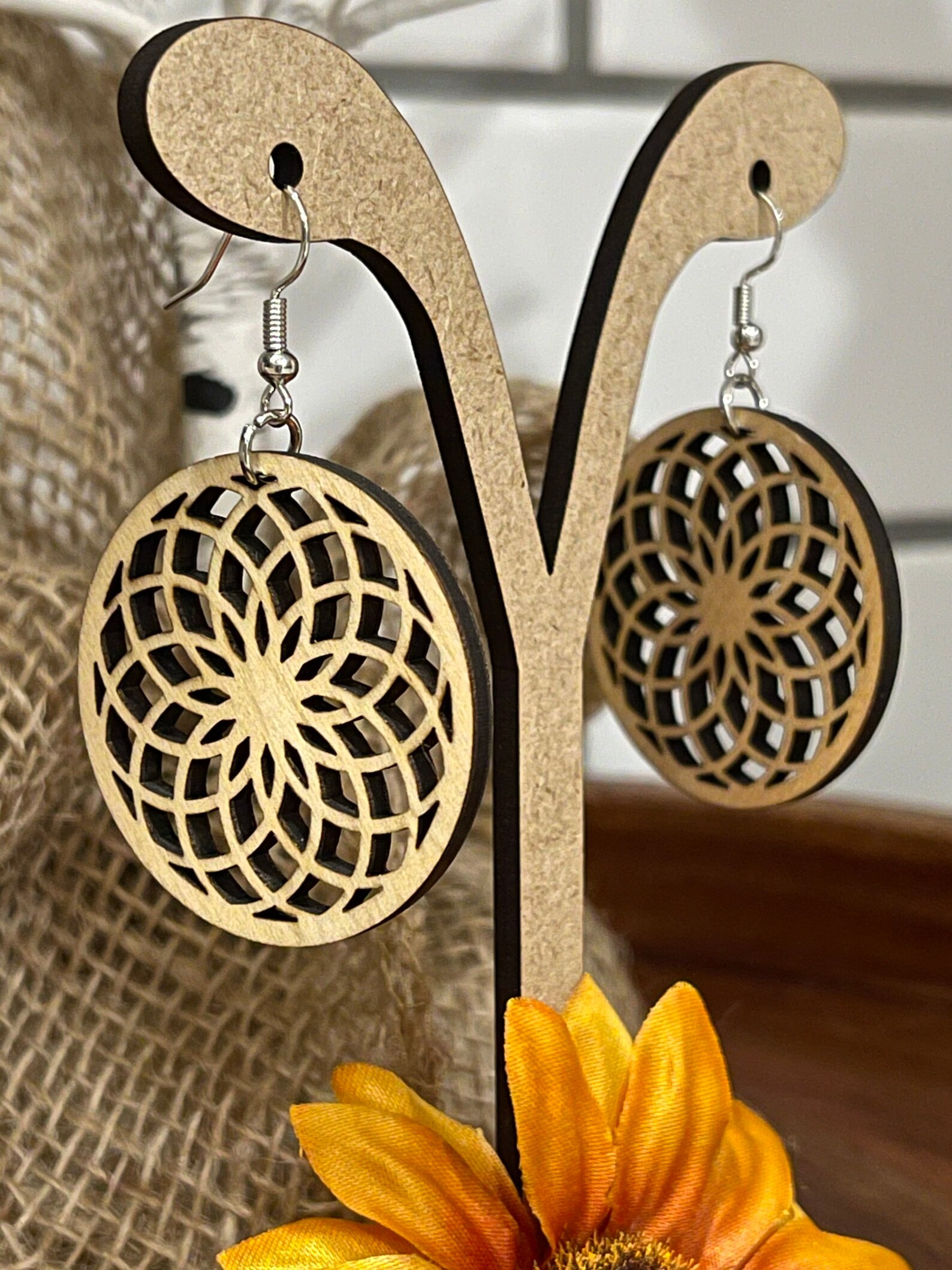 Basswood Laser Cut Earrings Etsy