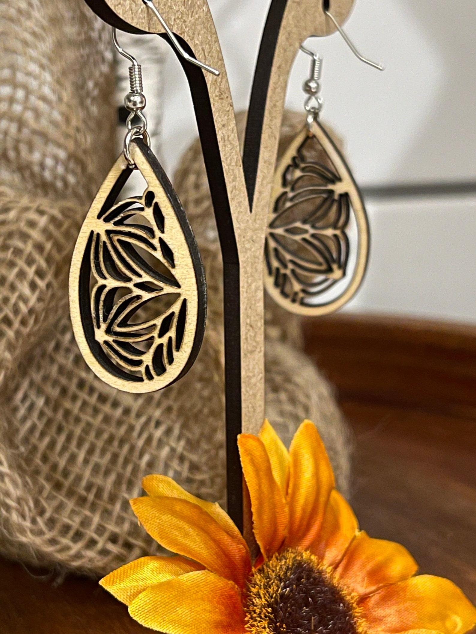 Basswood Laser Cut Earrings Etsy