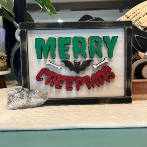 Pezzo decorativo in legno Merry Creepmas 8x6