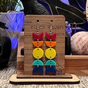 Acrylic moon phase earrings! Rainbow acrylic moon phase earrings!