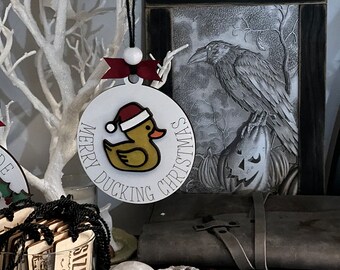 Merry ducking Christmas Ornament.