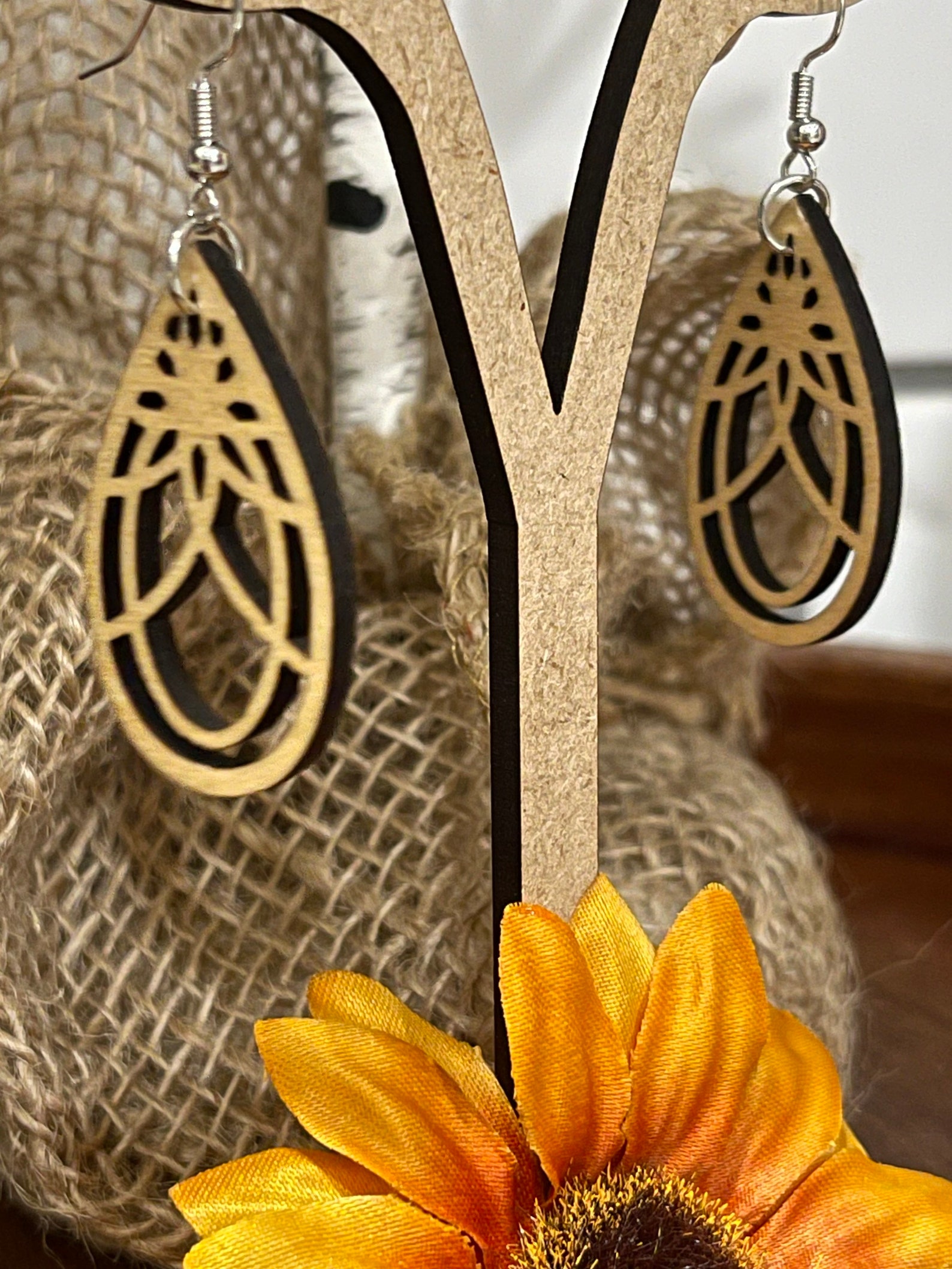 Basswood Laser Cut Earrings Etsy