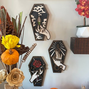 Witch Hand Coffin Decor: Wooden Gothic Wall Art