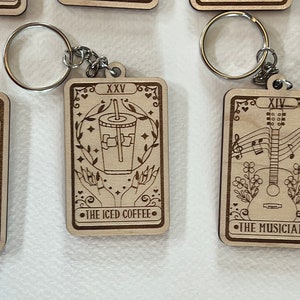 You choose wooden tarot bookish booktok keychains There are a ton of options to choose from You can personalize the back image 7