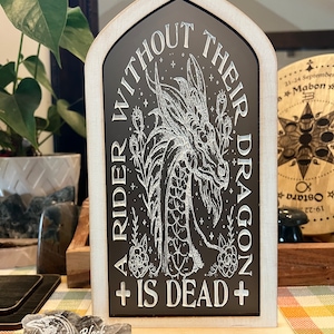 Officially licensed Fourth Wing A rider without their dragon wooden candle holder/ decor bookshelf display