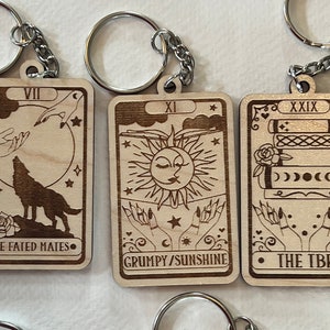 You choose wooden tarot bookish booktok keychains There are a ton of options to choose from You can personalize the back image 5