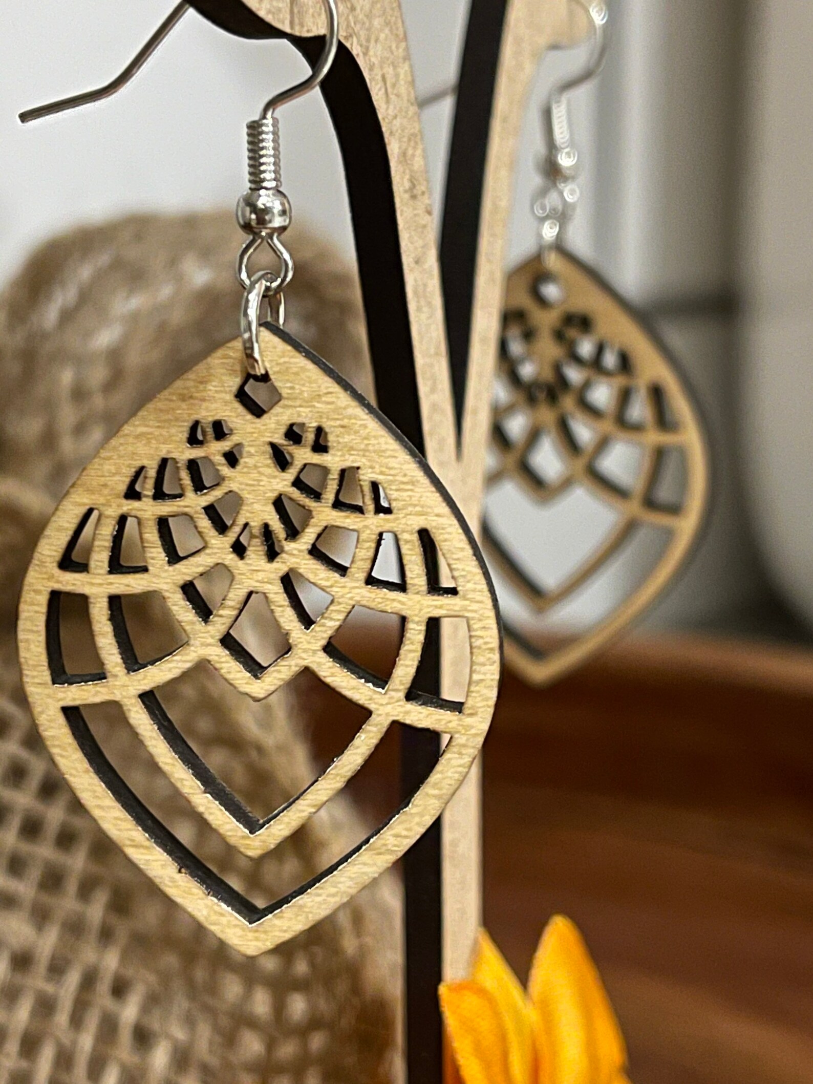 Basswood Laser Cut Earrings Etsy
