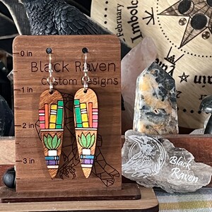 Bookish rainbow bookshelf wooden hand painted earrings