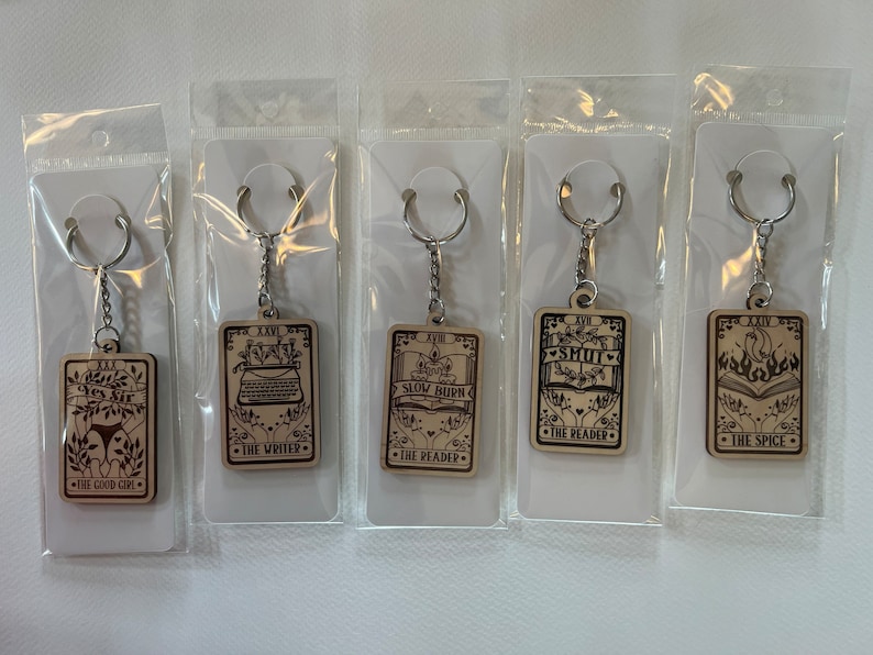 You choose wooden tarot bookish booktok keychains There are a ton of options to choose from You can personalize the back image 2