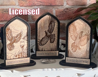 Officially Licensed Ravenhood Wooden Bookshelf Decoration Pieces.
