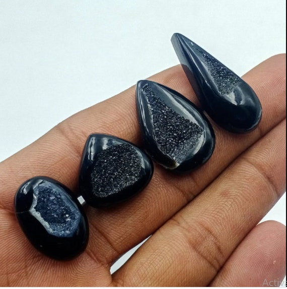 Black Geode Sugar Druzy Natural High Polished Handmade Gemstone For Making Jewelry