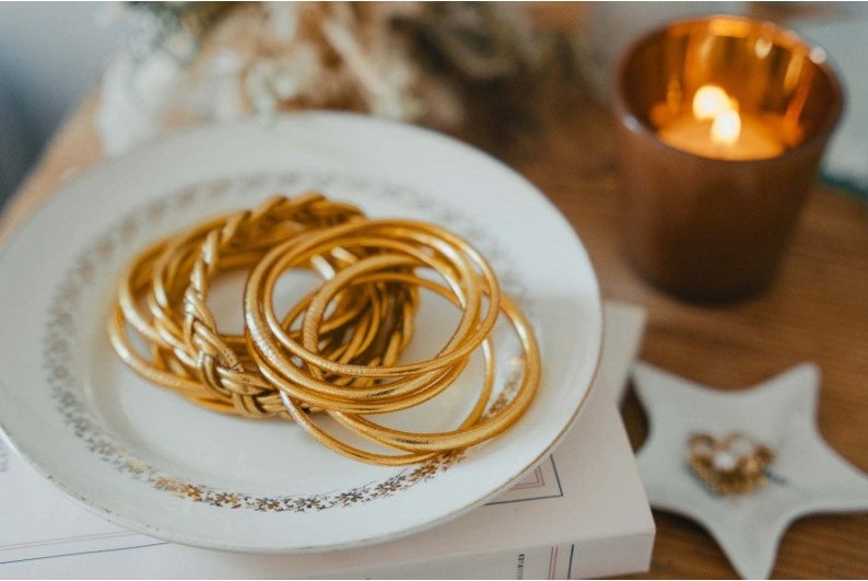 Fine light gold Buddhist bangle image 2