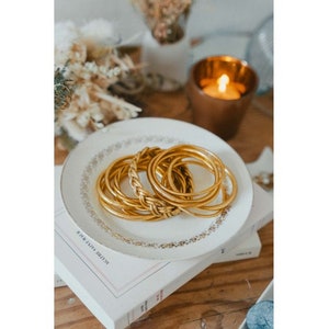 Light gold braided Buddhist bangle image 2