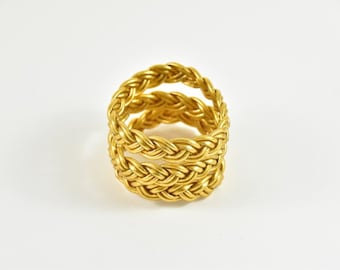 Classic double gold braided Buddhist bangle