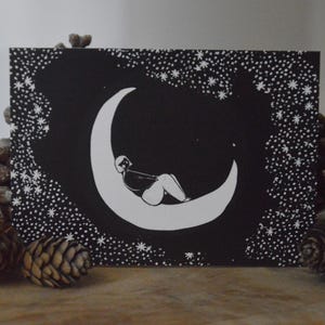 Luna con hada - Postal