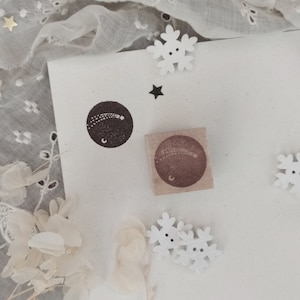 Stella cadente e piccola luna - Timbro in legno