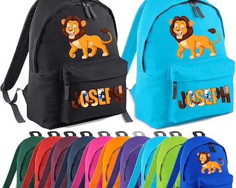 Lion Cartoon Safari Animal Personalised Kids Boys Girls Teen School Bag Backpack Shoulder Bag Back To School