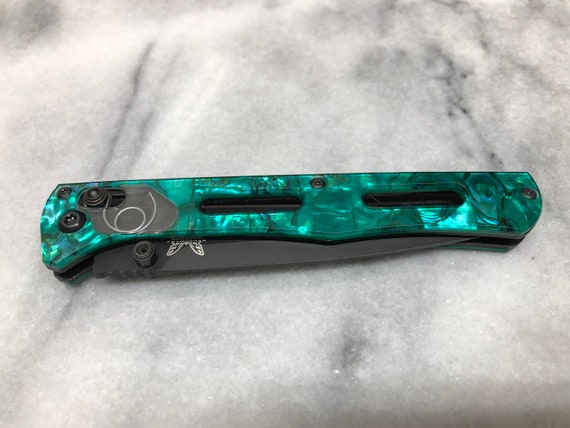 Benchmade Fact 417 Custom Green Abalone Acrylic Laminated Shell Veneer ...