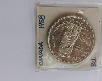 本物の1958年カナダ銀貨（80%） - トーテムポールデザイン - Etsy 日本