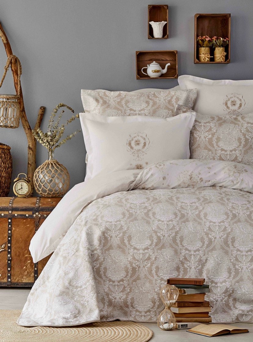 Stunning Cream and gold Bedspread set Etsy