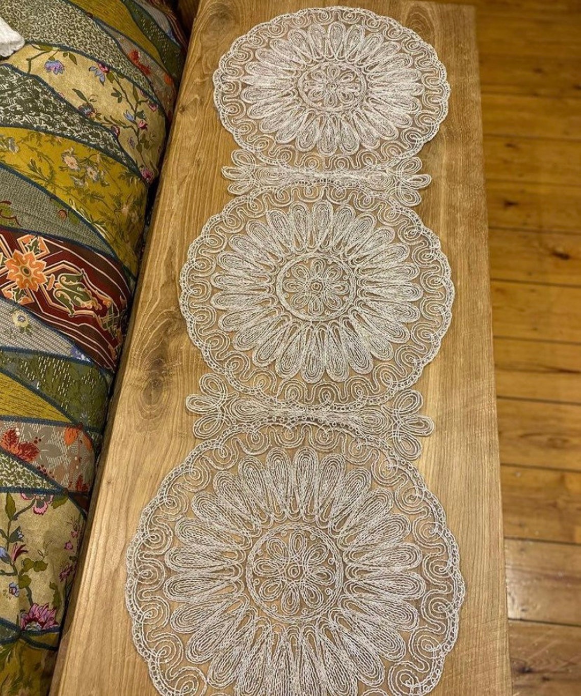 Cream Circle Table Runner beautiful design Etsy