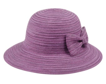 Women's Packable Poly Braid Bucket Sun Hat with Bow