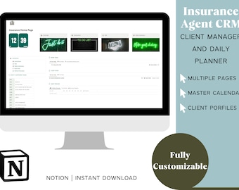 Ultimate CRM y planificador diario para agentes de seguros / Descarga digital de plantilla de noción