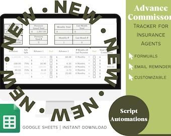 Insurance Agent Commission Tracker: Multi-Advance Payment Spreadsheet (Google Sheets)