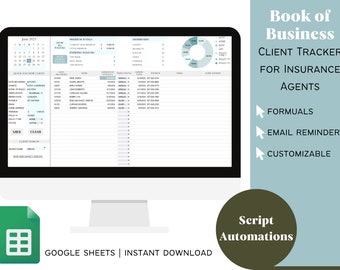 Insurance Agent Client Tracker: Book of Business Spreadsheet (Digital Download)